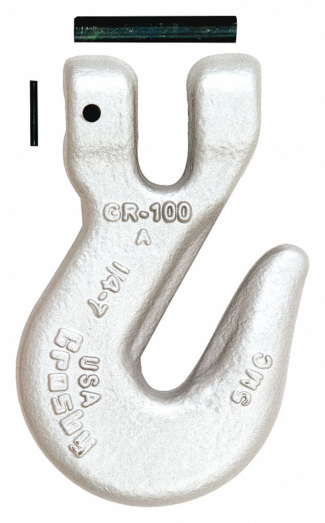 GRAB HOOK, SILVER, 97.3 MM W X 149 MM L, ALLOY STEEL, 6.8 TON LOAD LIMIT, PLATED FINISH