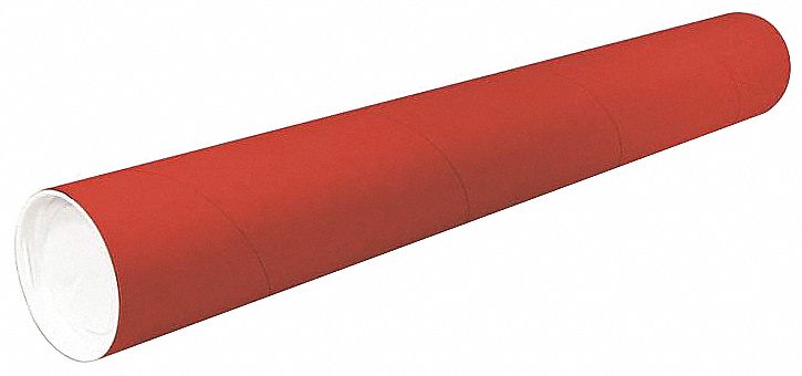 Mailing Tube: 2x20 in, 1/16 in Wall Thick, Red, 50 PK