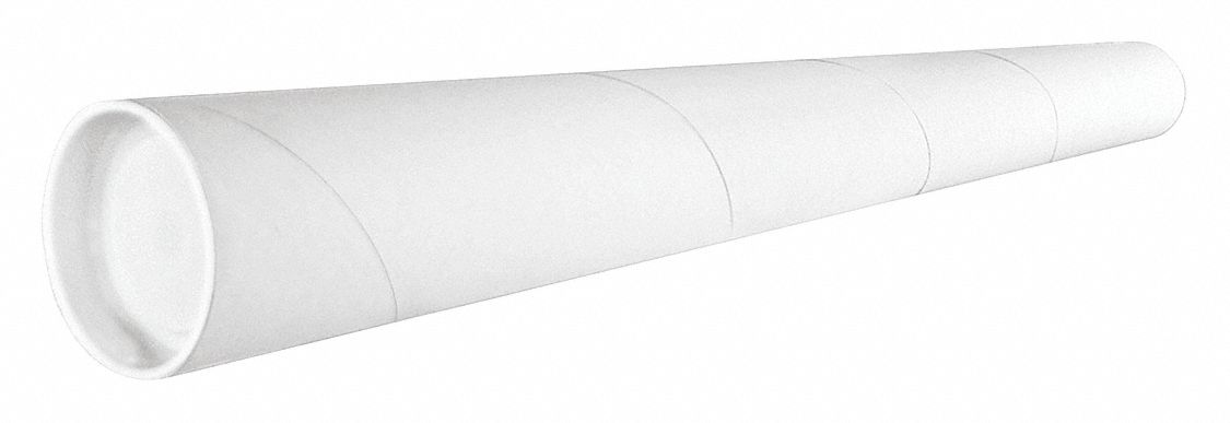 Mailing Tube: 2-1/2x48 in, 1/16 in Wall Thick, White, 34 PK