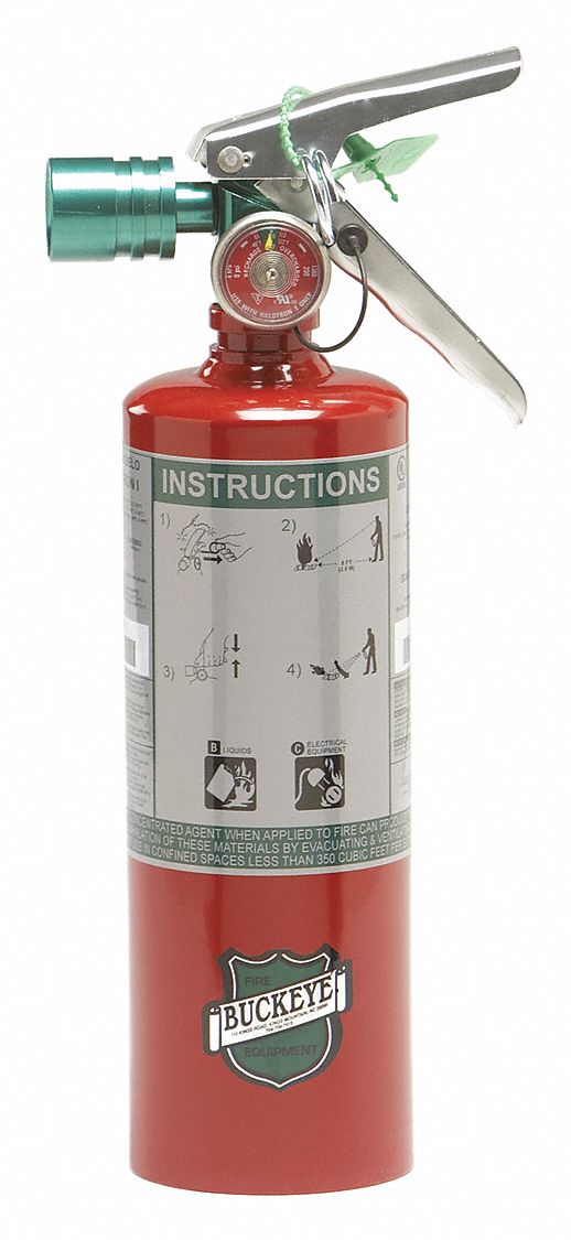 BUCKEYE Fire Extinguisher, Halotron, HydroChloroFluoroCarbon, 2.5 lb