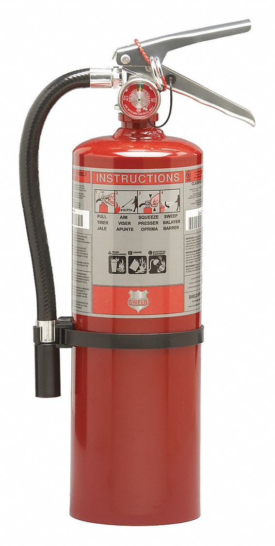 SHIELD FIRE PROTECTION FireExtinguisher, 3A:40B:C, 5lb, WallBrackt ...