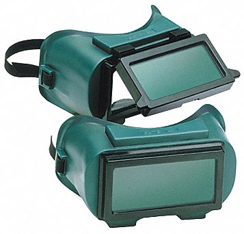 Protective Goggles: Lift Front, Green, 2 in x 4 1/4 in
