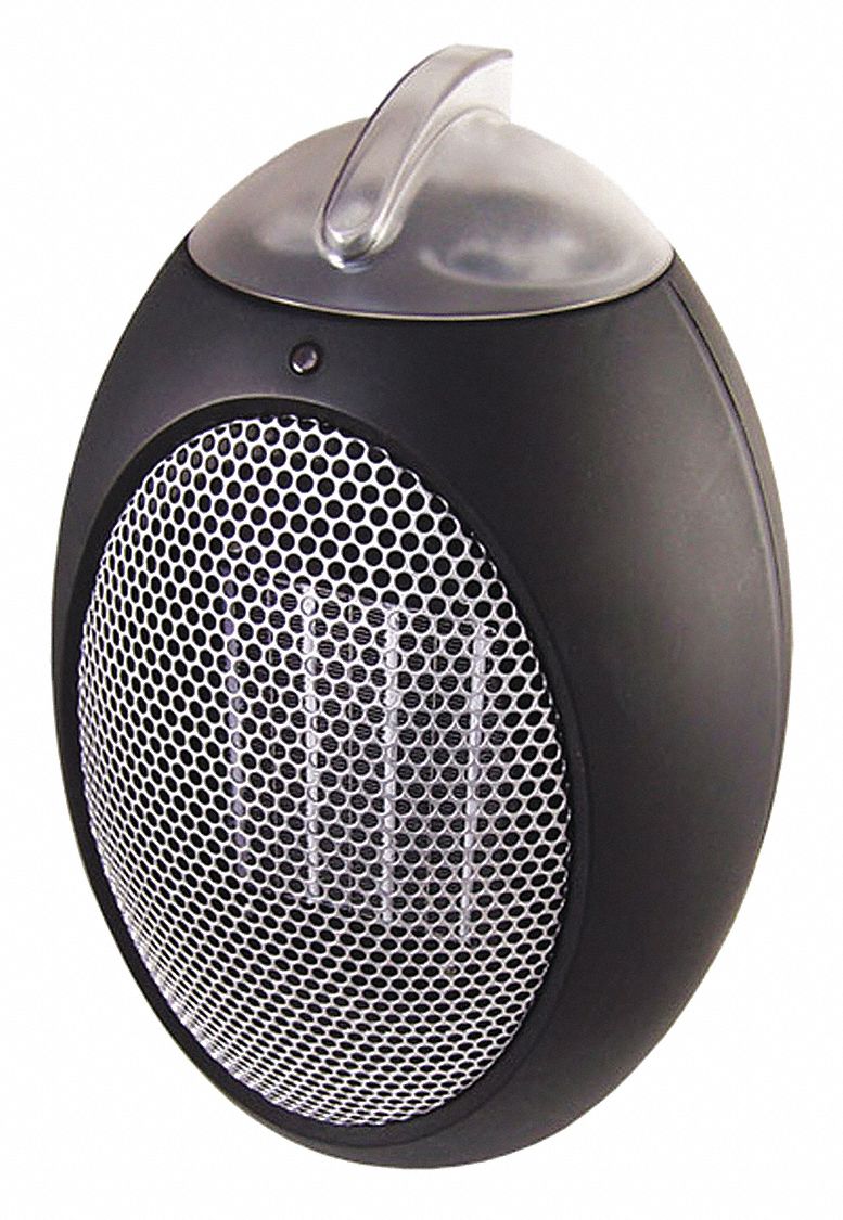 Portable Electric Heater: 750W, 2 Heat Settings, Black, 11 in x 7-1/2 in x 7-1/2 in