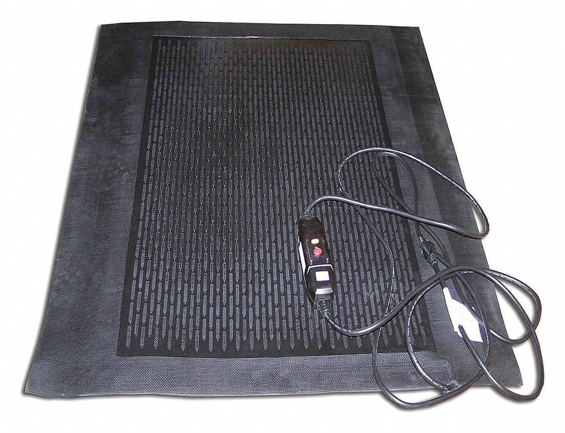 Portable Electric Heated Floor Mat: Electric Heated Mat, 33 in x 35 in, 33 in Wd, 35 in Lg