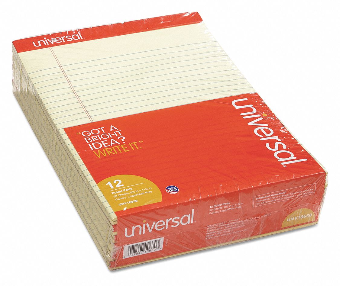 UNIVERSAL Notepad, 81/2 in x 113/4 in, 600, PK 12 35X060UNV10630