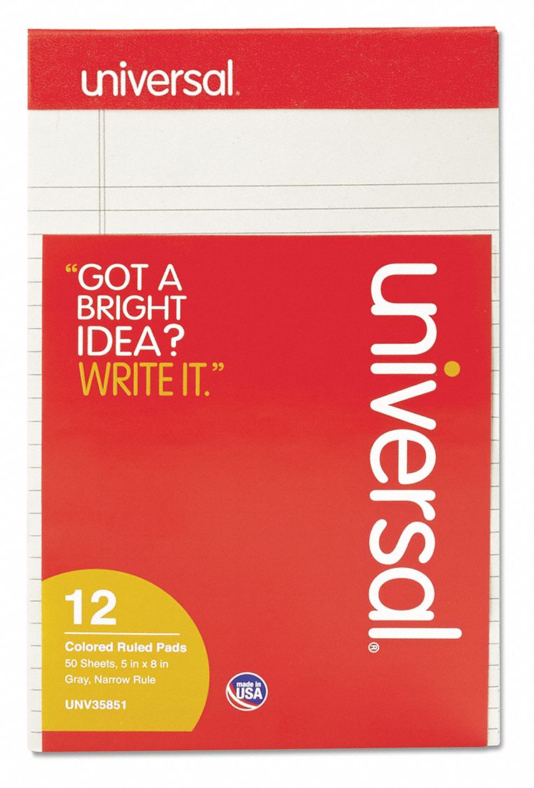 UNIVERSAL, 5 in x 8 in Sheet Size, Narrow, Notepad 35X101UNV35851