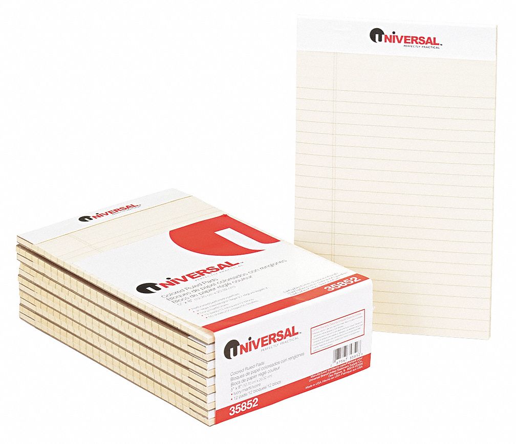 UNIVERSAL Notepad, 5 in x 8 in, 600, PK 12 35X102UNV35852 Grainger