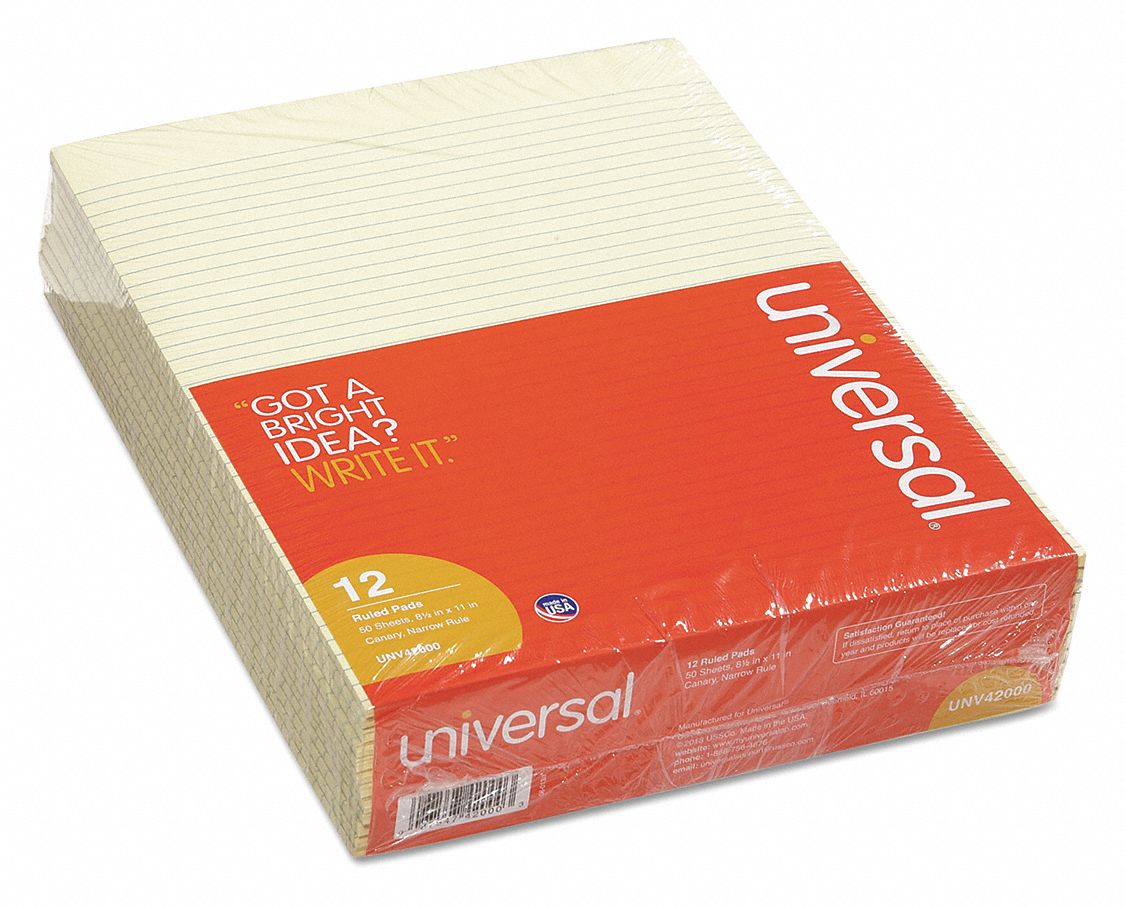 UNIVERSAL Notepad, 81/2 in x 11 in, 600, PK 12 35X112UNV42000