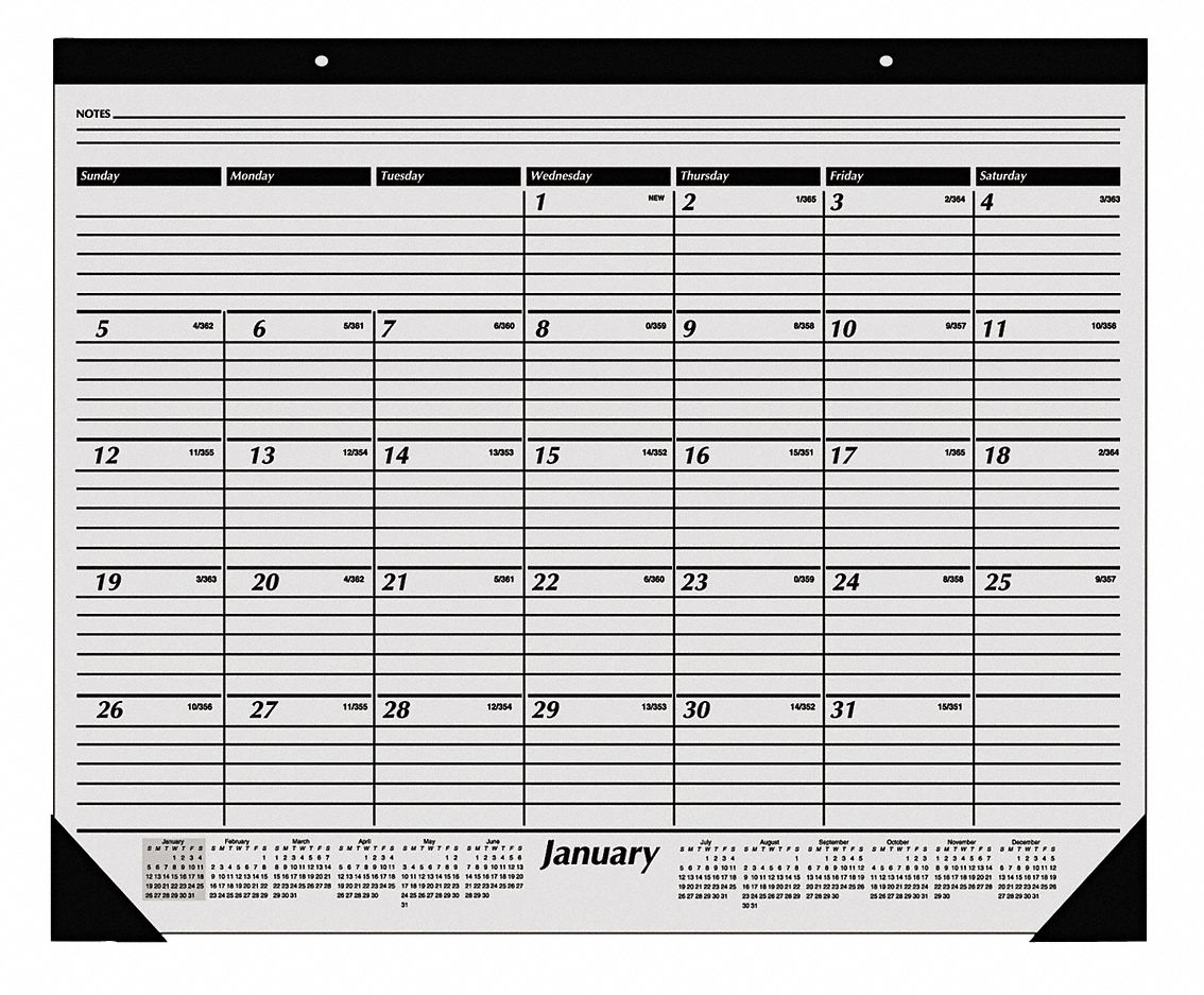 ATAGLANCE, 24 in x 19 in Sheet Size, White Monthly Desk Pad Calendar