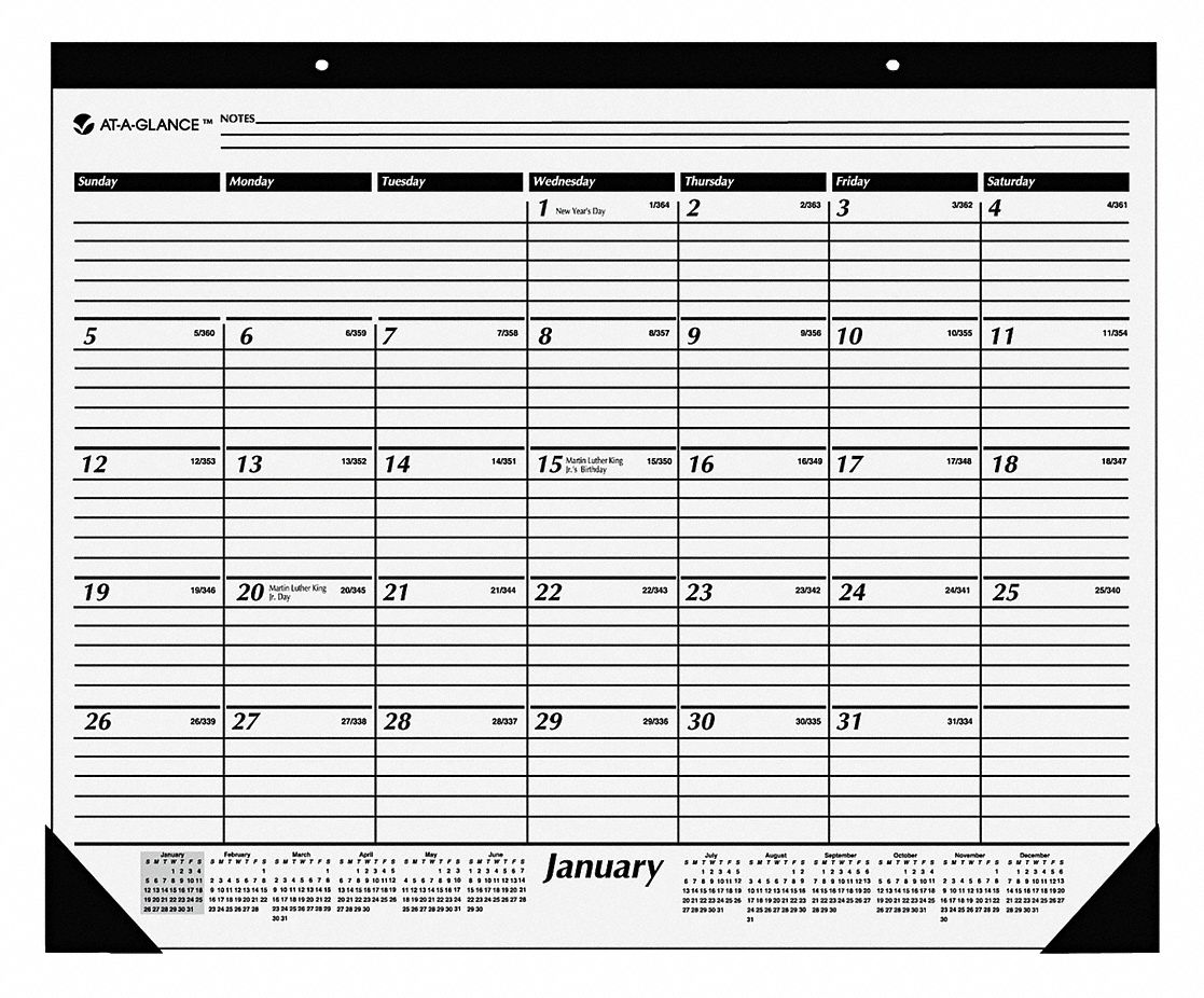 AT-A-GLANCE, 22 in x 17 in Sheet Size, White, White Monthly Desk Pad Calendar - 35X184AAGSK2400 