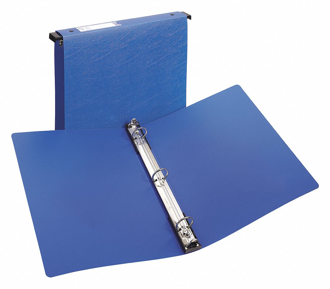 Ring Binder: 1 in Ring Size, Round, 175 Sheet Capacity, Plain, Polypropylene, Blue, 0 Pockets