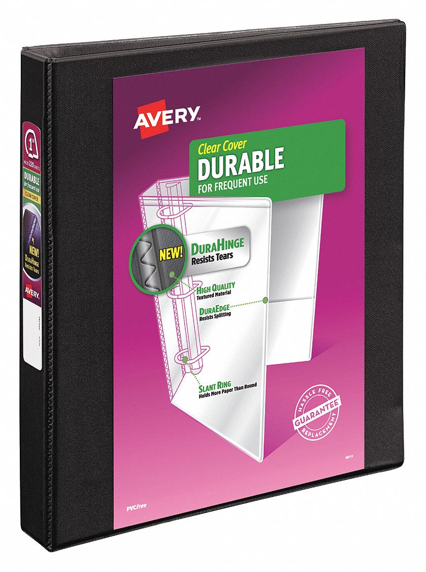 1 in Ring Size Binders, Slant, 3Ring Binder 35X502AVE17011 Grainger