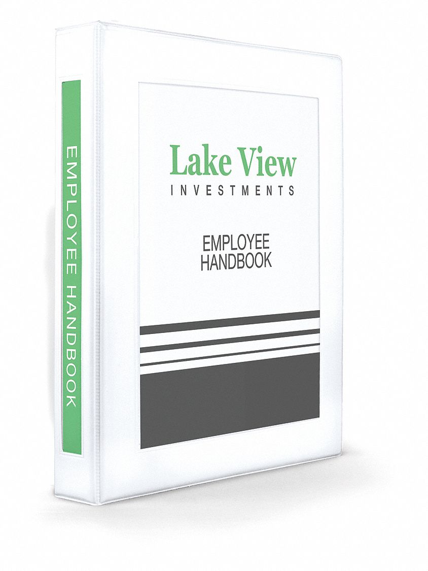 Ring Binder: 1 in Ring Size, D-Ring, 275 Sheet Capacity, Clear Sleeve, Vinyl, White, 3 Pockets