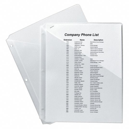 AVERY Binder Pockets, Clear, 9 1/4 in x 11 in, 5 PK 35X643AVE75243 Grainger