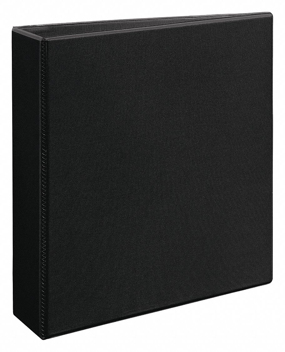 Ring Binder: 2 in Ring Size, D-Ring, 540 Sheet Capacity, Clear Sleeve, Polypropylene, Black