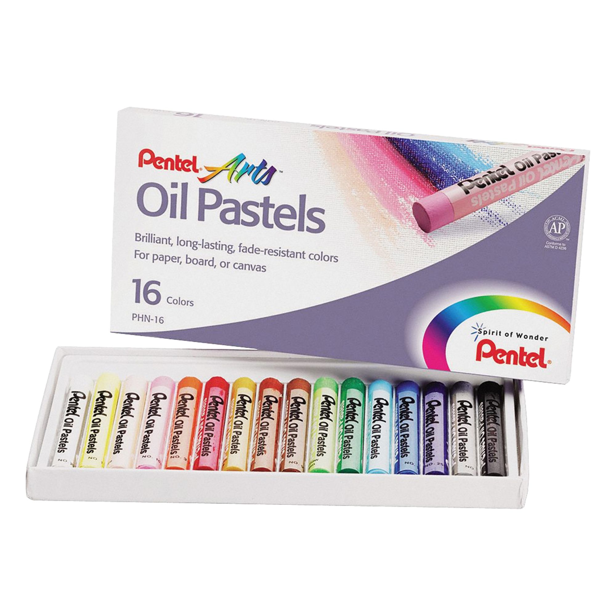 Oil Pastels: 1 Packs per Case, Non-Toxic, Washable, 3/8 in Overall Dia, 16 PK