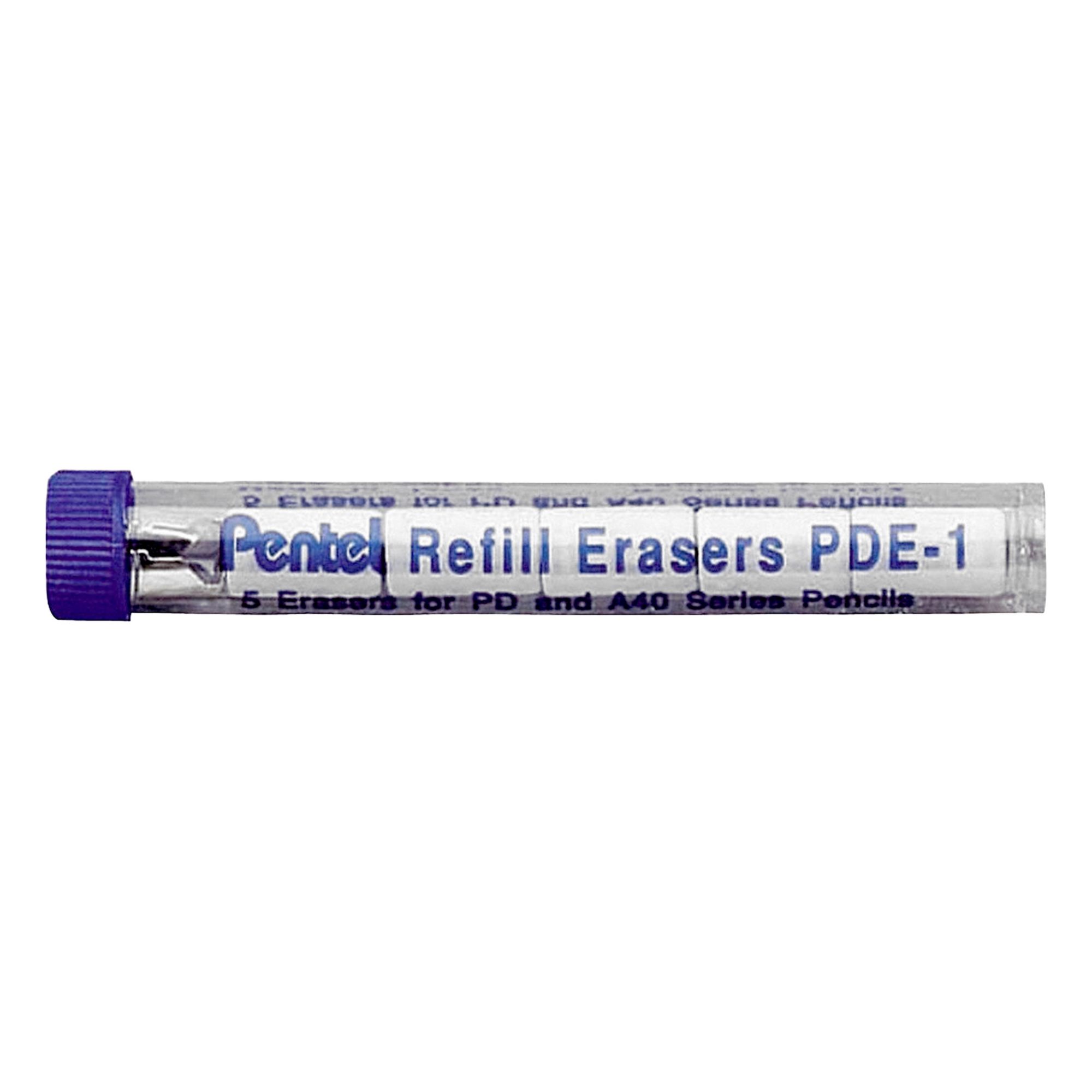 Eraser Refill: Polyvinyl Chloride, White, Clic/Forte/Techniclick, Graphite Pencil, 5 PK
