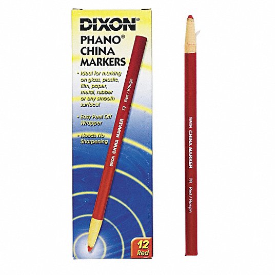 China Marker: Red, Fabric/Glass/Metal/Plastic/Rubber/Stone/Wood, Reds, 12 PK