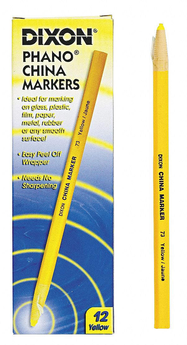 China Marker: Yellow, Fabric/Glass/Metal/Plastic/Rubber/Stone/Wood, Yellows, 12 PK