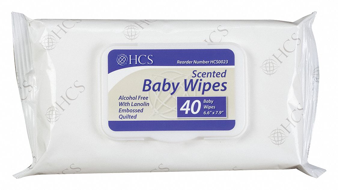 HCS Scented Fragrance Baby Wipes, 6 5/8 in x 7 7/8 in, 40 Wipes per