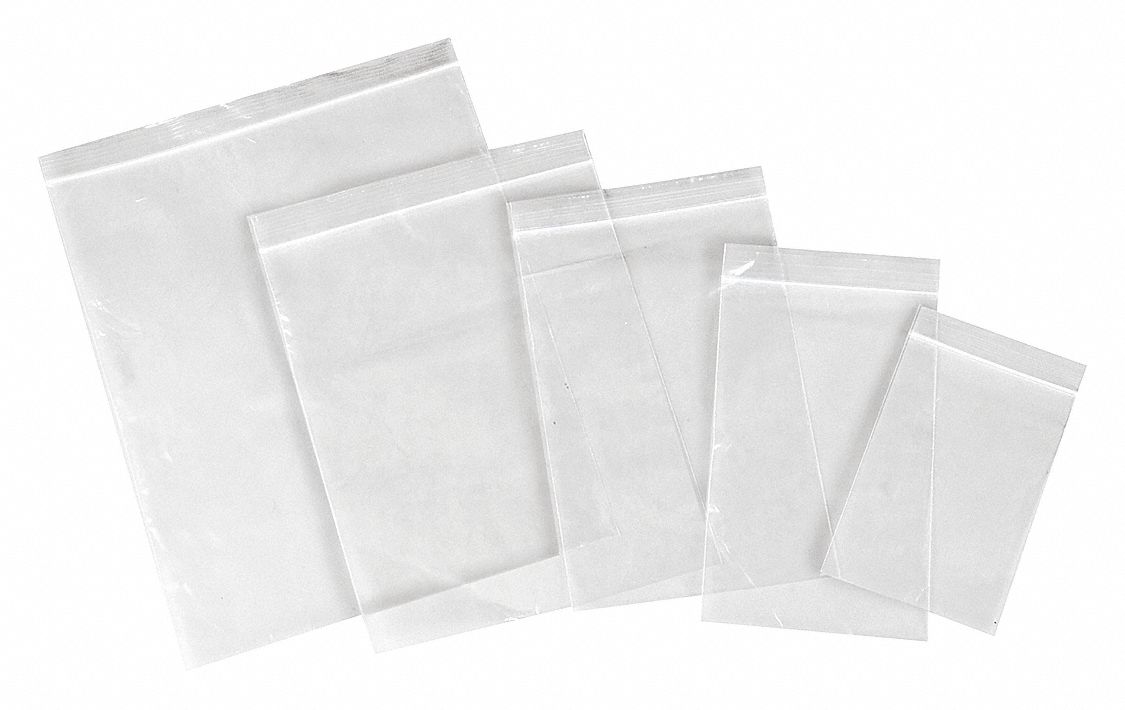 Reclosable Bag: 2 mil Thick, 10 in Wd, 12 in Lg, Hang Hole Not Included, Flat Pack, 1, 000 PK