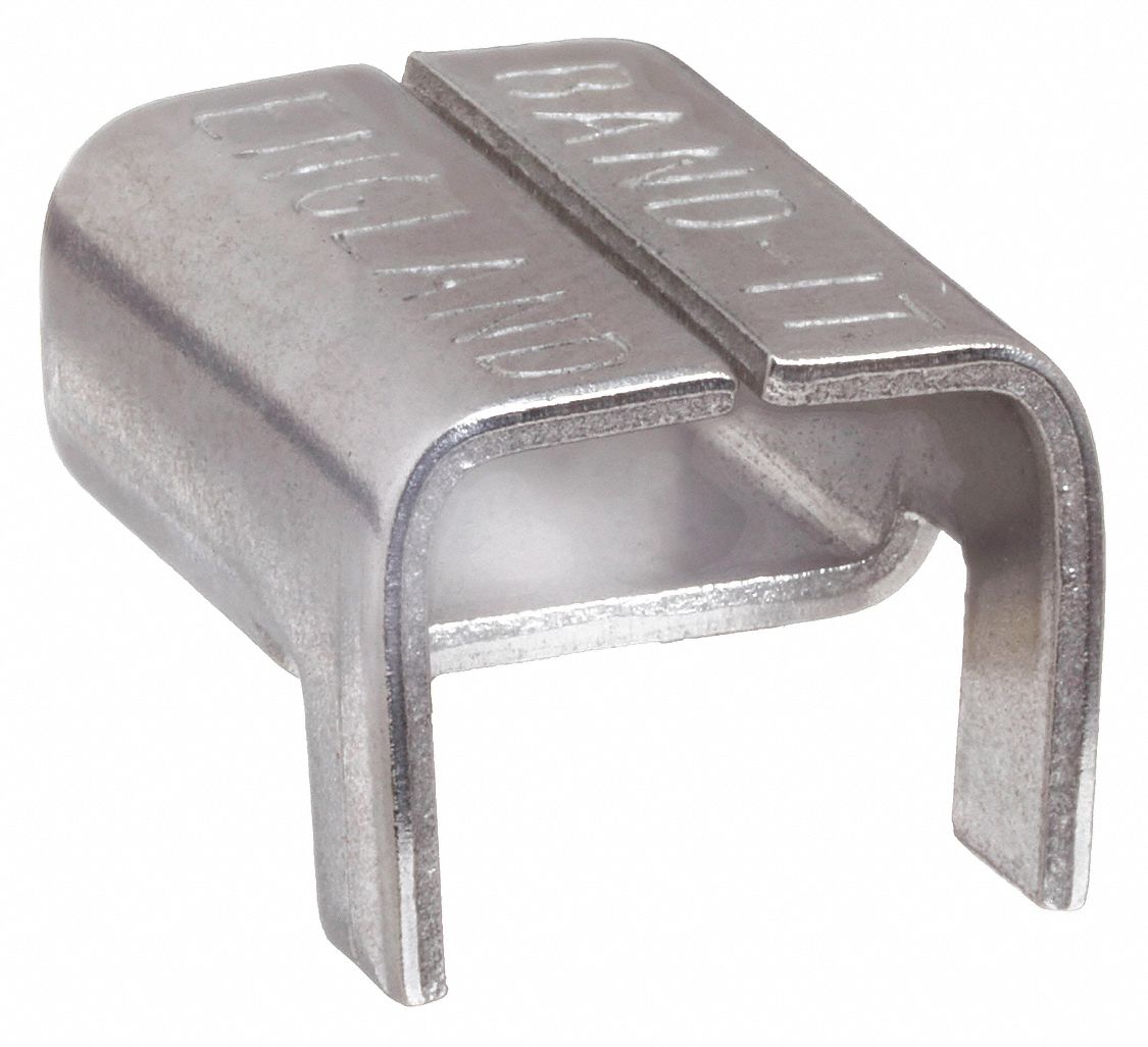 Banding Heads: Fits 1/4 in Strap Wd, Stainless Steel, 100 Qty, Round, Regular Duty, 100 PK