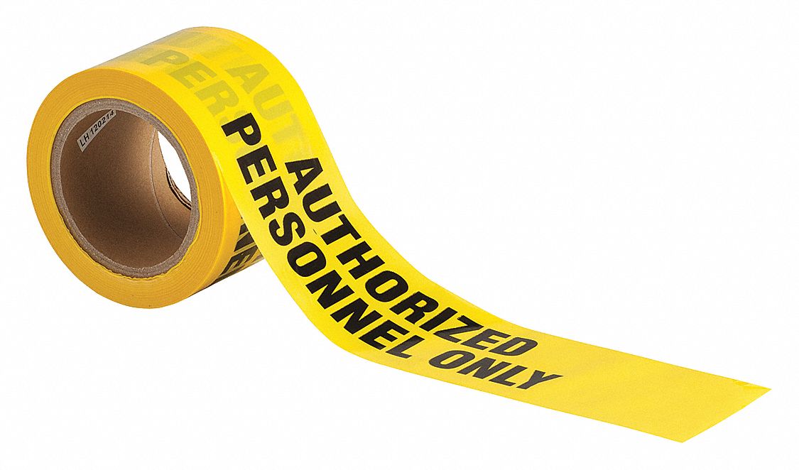 Barricade Tape, 3in.W, 200ft, Auth Person