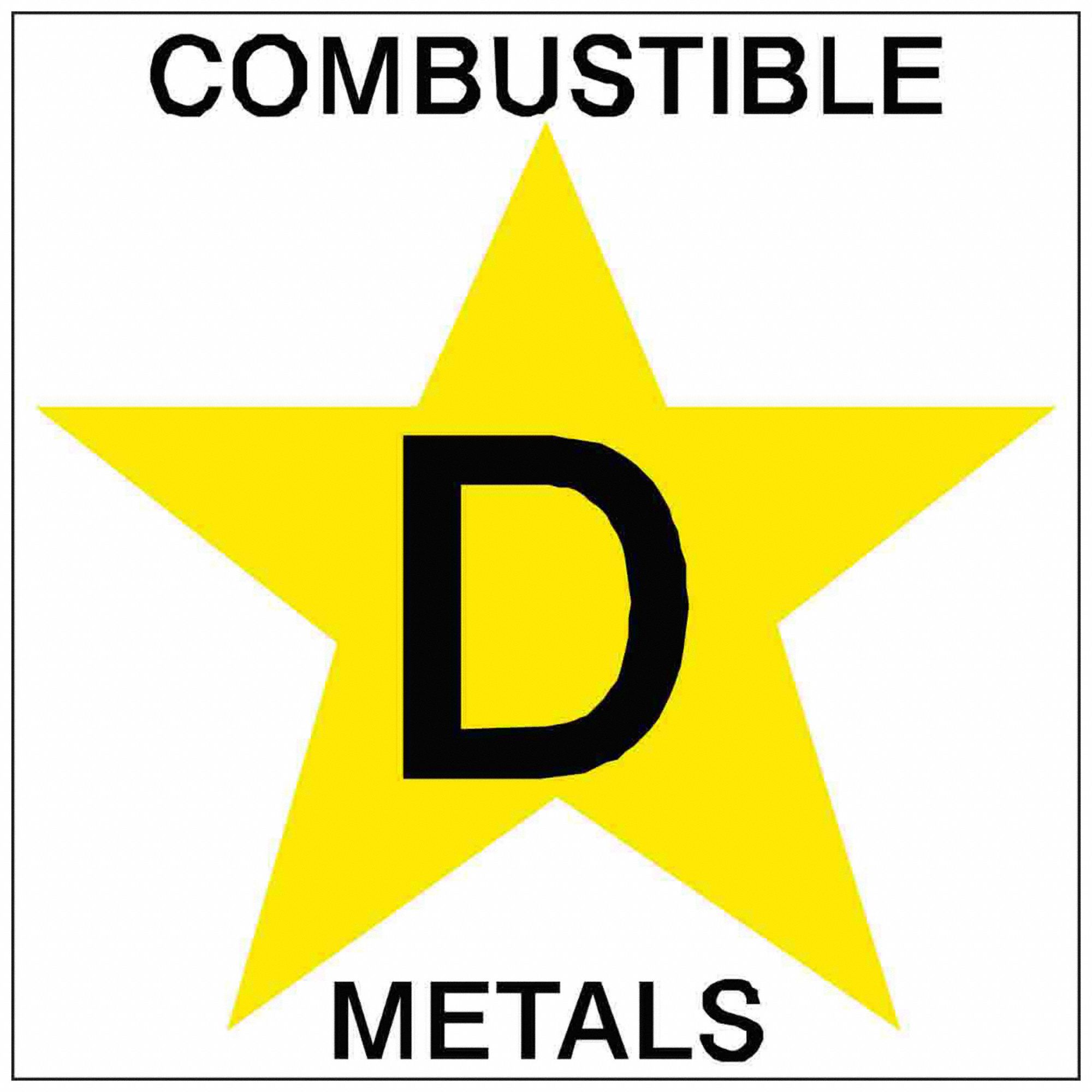 Label, D Combustible Metals, 3in.Hx3in.W