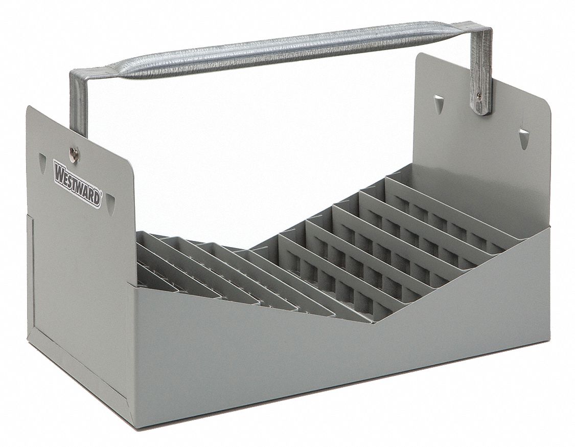 NIPPLE CADDY: STEEL, FOR ½ IN/¾ IN PIPE NIPPLES, 42 COMPARTMENTS, 6⅝ IN H, 12½ IN W