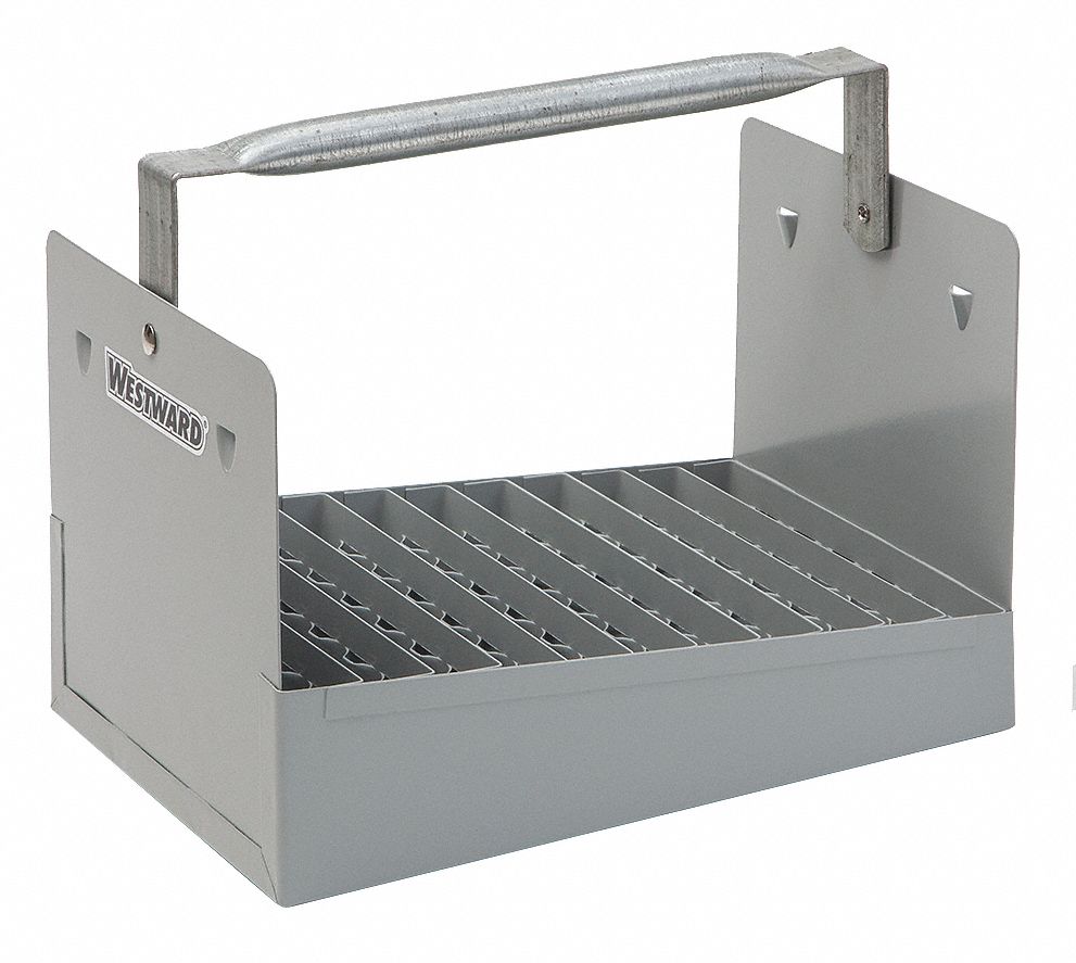 NIPPLE CADDY: STEEL, FOR ½ IN PIPE NIPPLES, 77 COMPARTMENTS, 6⅝ IN H, 10 ½ IN W, 7 IN L