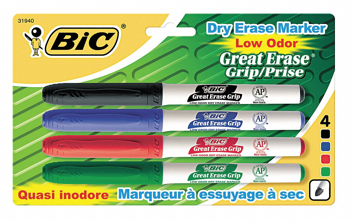 Dry Erase Marker Set, Bullet, PK4