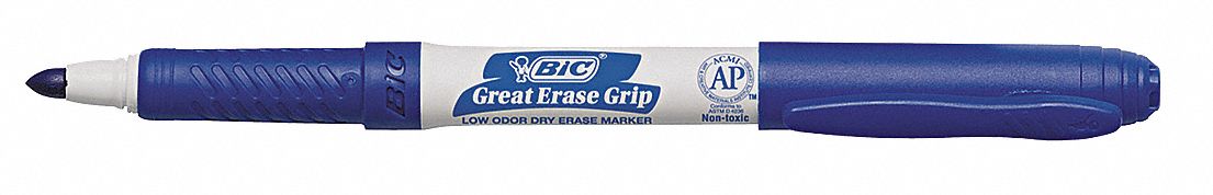 Dry Erase Marker Set: Blue, Bullet, Capped, Eraser Not Included, Pen Style, Non-Toxic, 12 PK