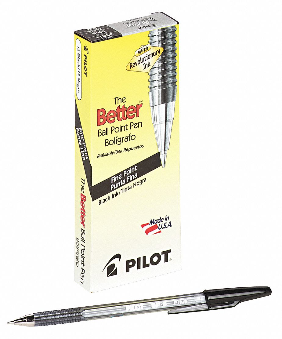 Black, 0.7 mm Pen Tip, Ballpoint Pen 35Y125PIL35011 Grainger