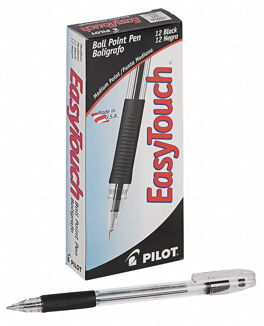 Pen Set: EasyTouch®, Black, 1 mm, Capped, Black, Textured Cushion, Cushion Included, 12 PK
