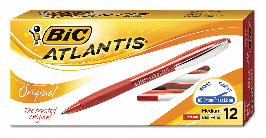 BIC, Atlantis®, Red, Ballpoint Pen - 35Y147|BICVCG11RD - Grainger