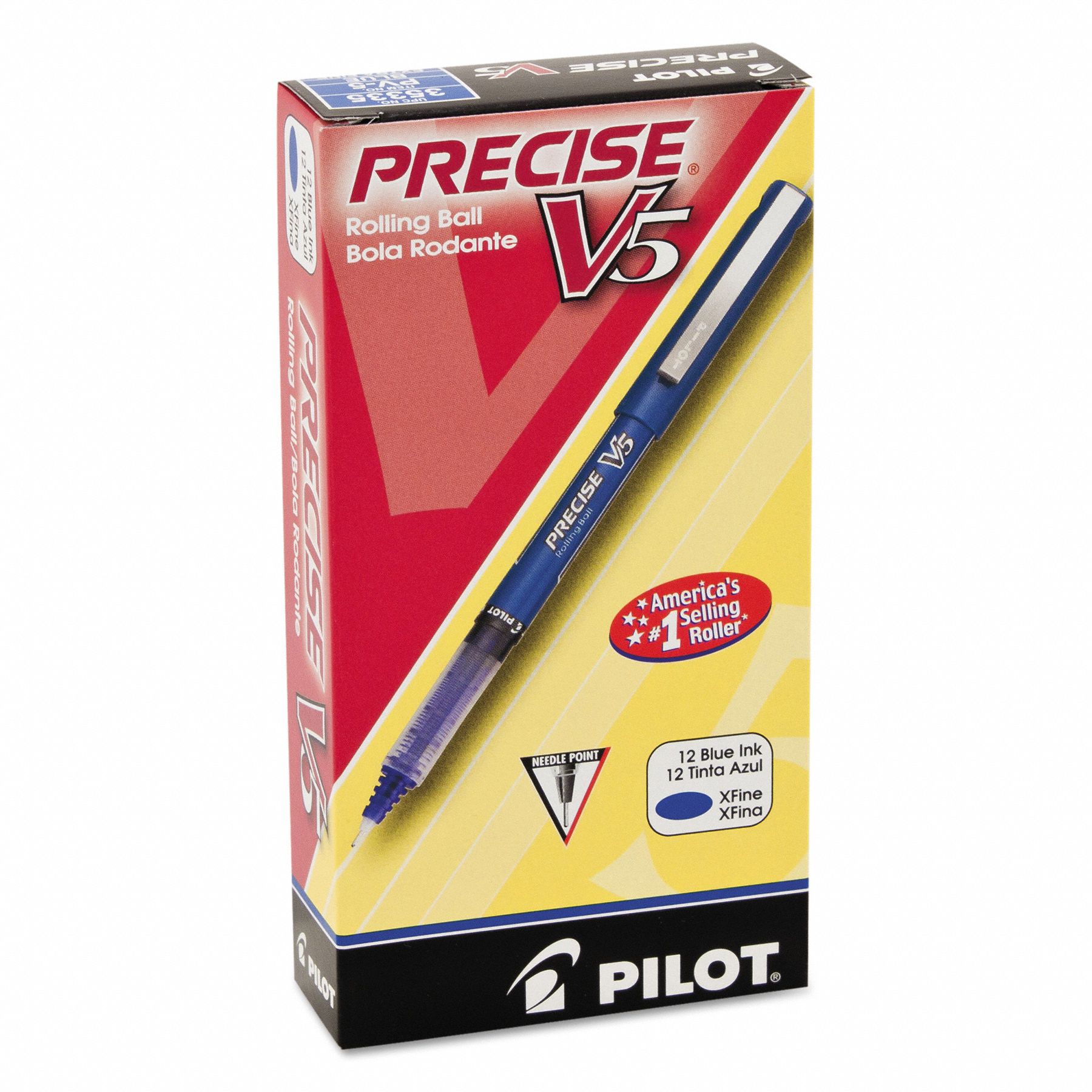 PILOT Rollerball Pens, Pen Tip 0.5 mm, Barrel Material Plastic, Barrel Color Blue, Pen Grip None