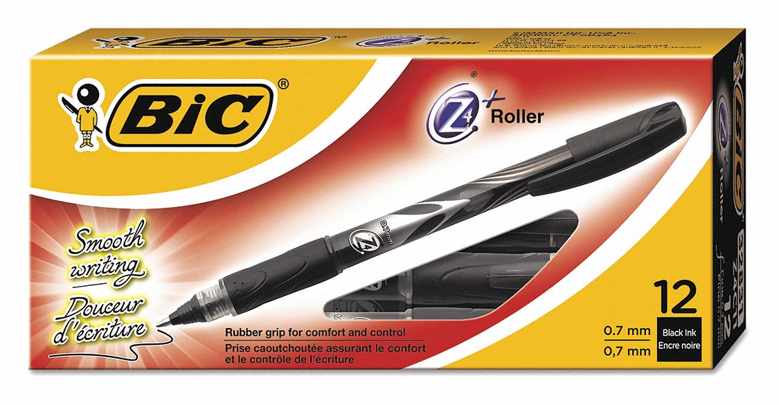 BIC Rollerball Pens, Black, PK12 35Y361BICZ4C11BK Grainger