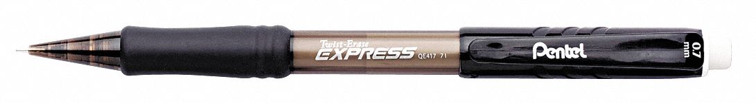 Pencil: Twist-Erase EXPRESS, HB, 0.7 mm Point Size, Std, Black, Plastic, Round, Twist, 12 PK
