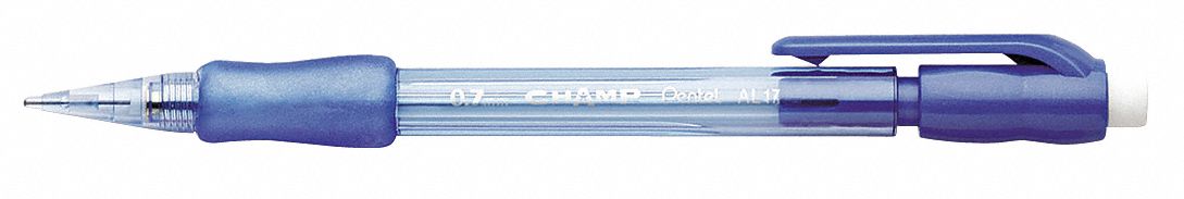 Pencil: Champ, HB, 0.7 mm Point Size, Std, Blue, Plastic, Eraser Included, Round, 24 PK