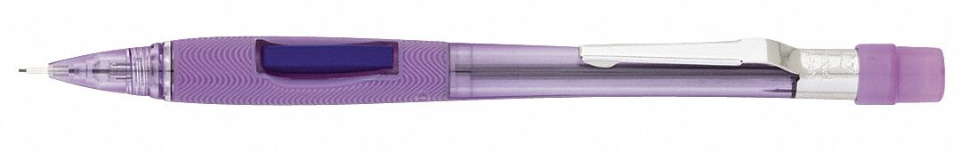 Pencil: Quicker Clicker, HB, 0.7 mm Point Size, Std, Purple, Plastic, Eraser Included, Round