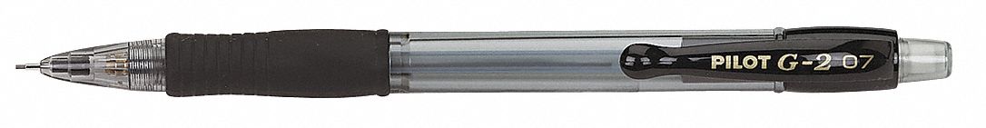 Pencil: G2, HB, 0.7 mm Point Size, Std, Clear, Plastic, Eraser Included, Round, 12 PK