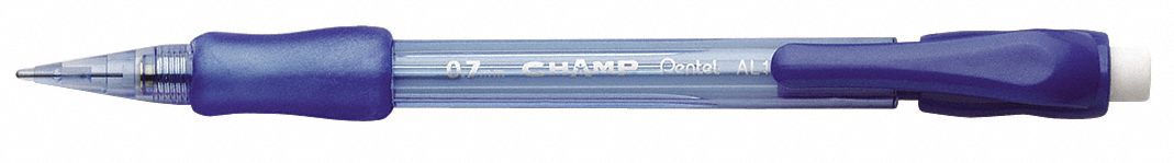 Pencil: Champ, HB, 0.7 mm Point Size, Std, Blue, Plastic, Eraser Included, Round, 12 PK