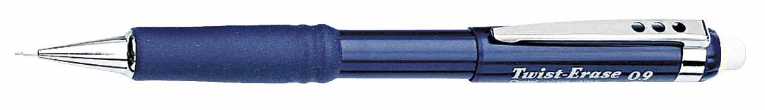Pencil: Twist-Erase III, HB, 0.9 mm Point Size, Std, Blue, Plastic, Eraser Included, Round