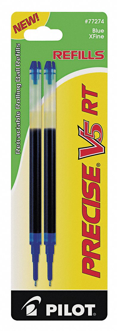 Pen Ink Cartridge Set: Blue, 0.5 mm, Fine, Non-Erasable, Fine, Water-Resistant Ink, 2 PK