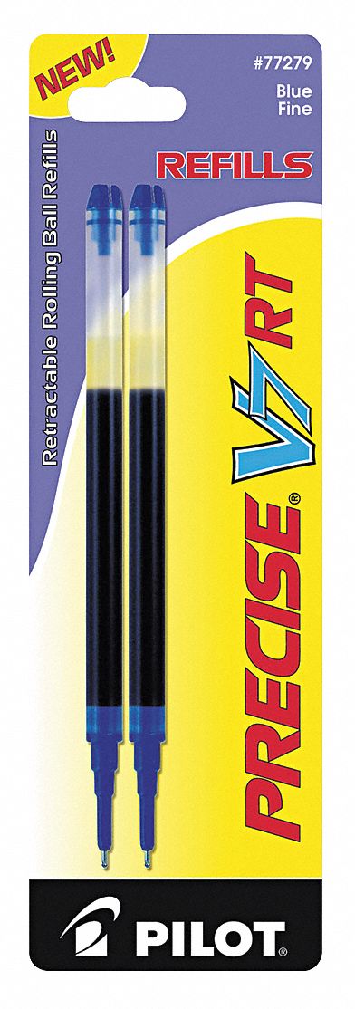 Pen Ink Cartridge Set: Blue, 0.7 mm, Medium, Non-Erasable, Medium, Water-Resistant Ink, 2 PK