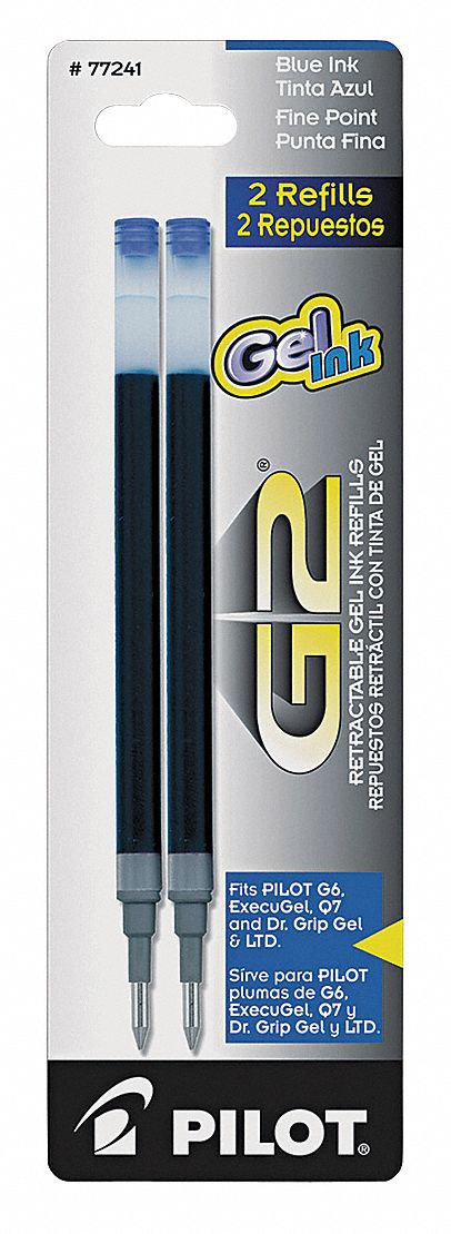 Pen Ink Cartridge Set: Blue, 0.5 mm, Fine, Non-Erasable, Fine, Water-Resistant Ink, 2 PK