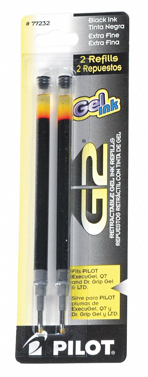 Pen Ink Cartridge Set: Black, 0.5 mm, Fine, Non-Erasable, Fine, Water-Resistant Ink, 2 PK