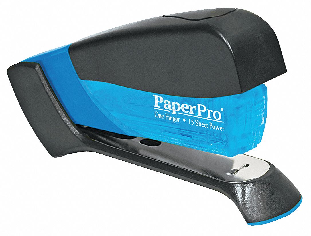 Compact Stapler: 15 Sheet Capacity, Blue
