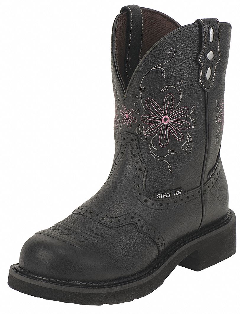 black steel toe cowboy boots