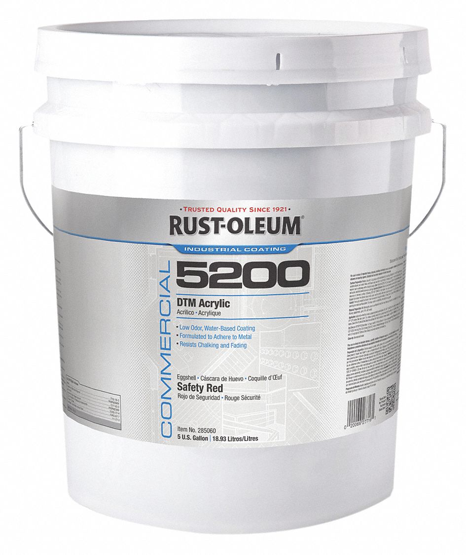 RUSTOLEUM Satin Interior/Exterior Paint, Water Base, Safety Red, 5 gal